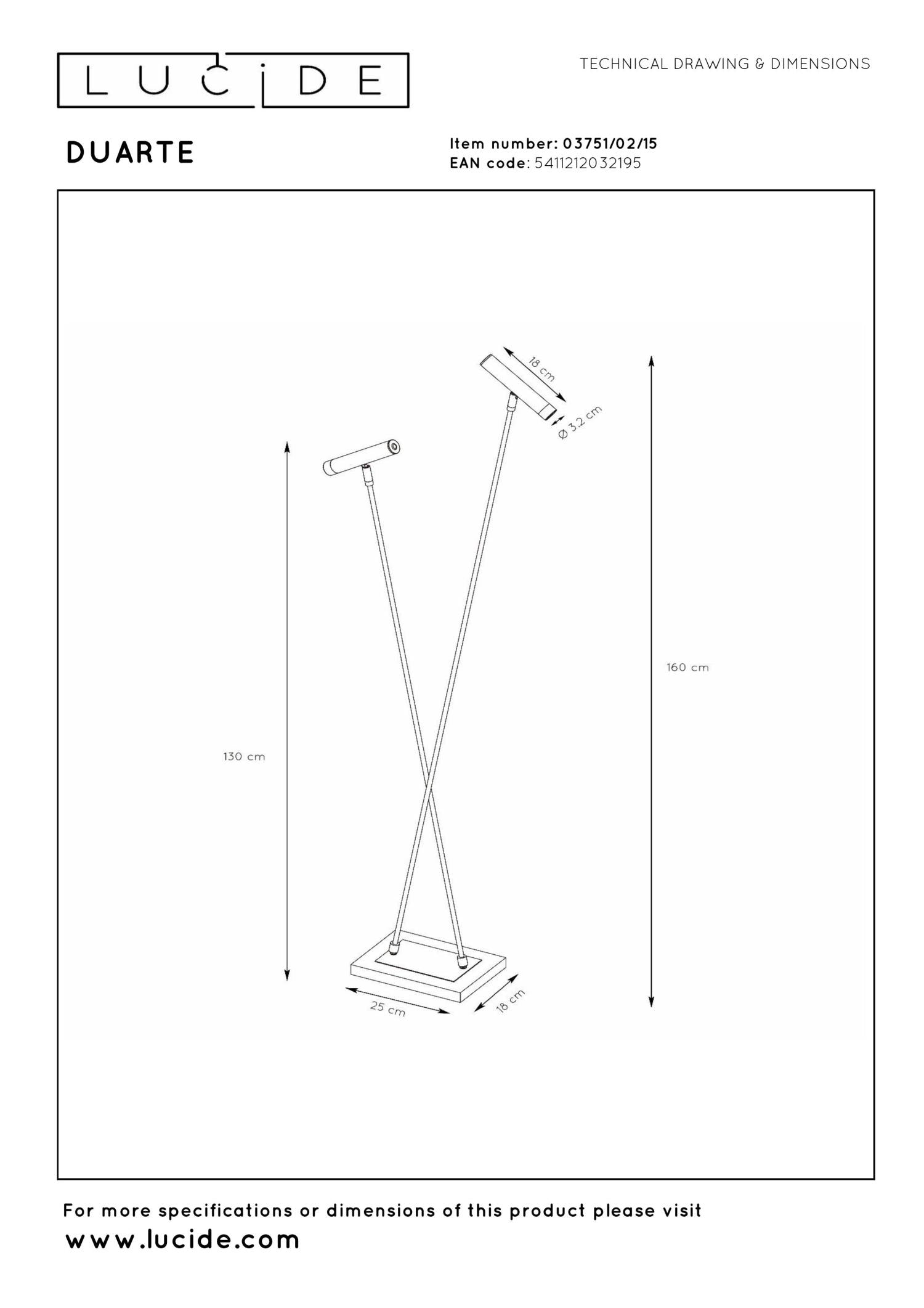Lucide DUARTE - Vloerlamp - 2xG9 - Grijs ijzer | Vibes - KwaliteitWonen.nl