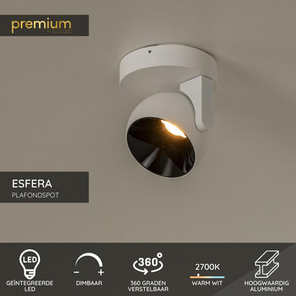 Lucide ESFERA - Plafondspot - LED Dimb. - 1x11W 2700K - Wit | Premium - KwaliteitWonen.nl