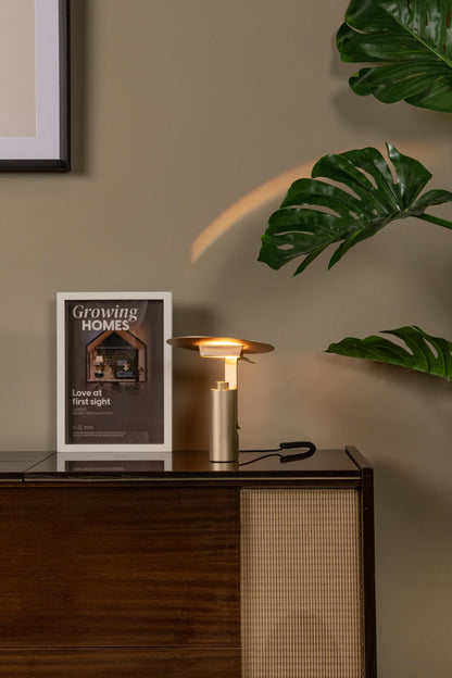Lucide FITS - Tafellamp - Ø 20 cm - LED - 1x7W 3000K - Mat Goud / Messing | Premium - KwaliteitWonen.nl