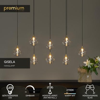 Lucide GISELA - Hanglamp - LED Dimb. - 8x3,9W 2700K - Transparant | Premium - KwaliteitWonen.nl