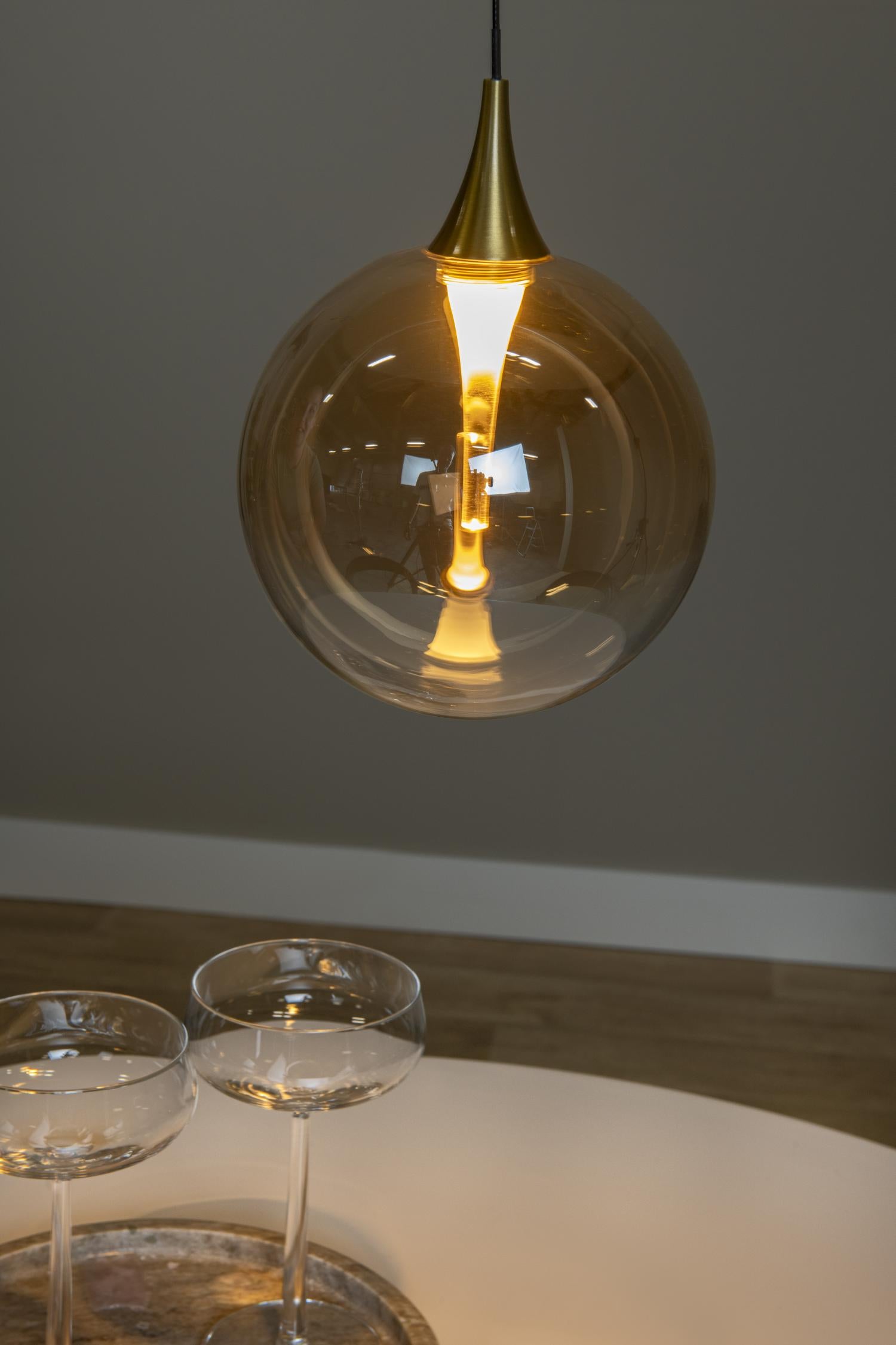 Lucide GISELA - Hanglamp - Ø 16 cm - LED Dimb. - 1x5W 2700K - Amber | Premium - KwaliteitWonen.nl