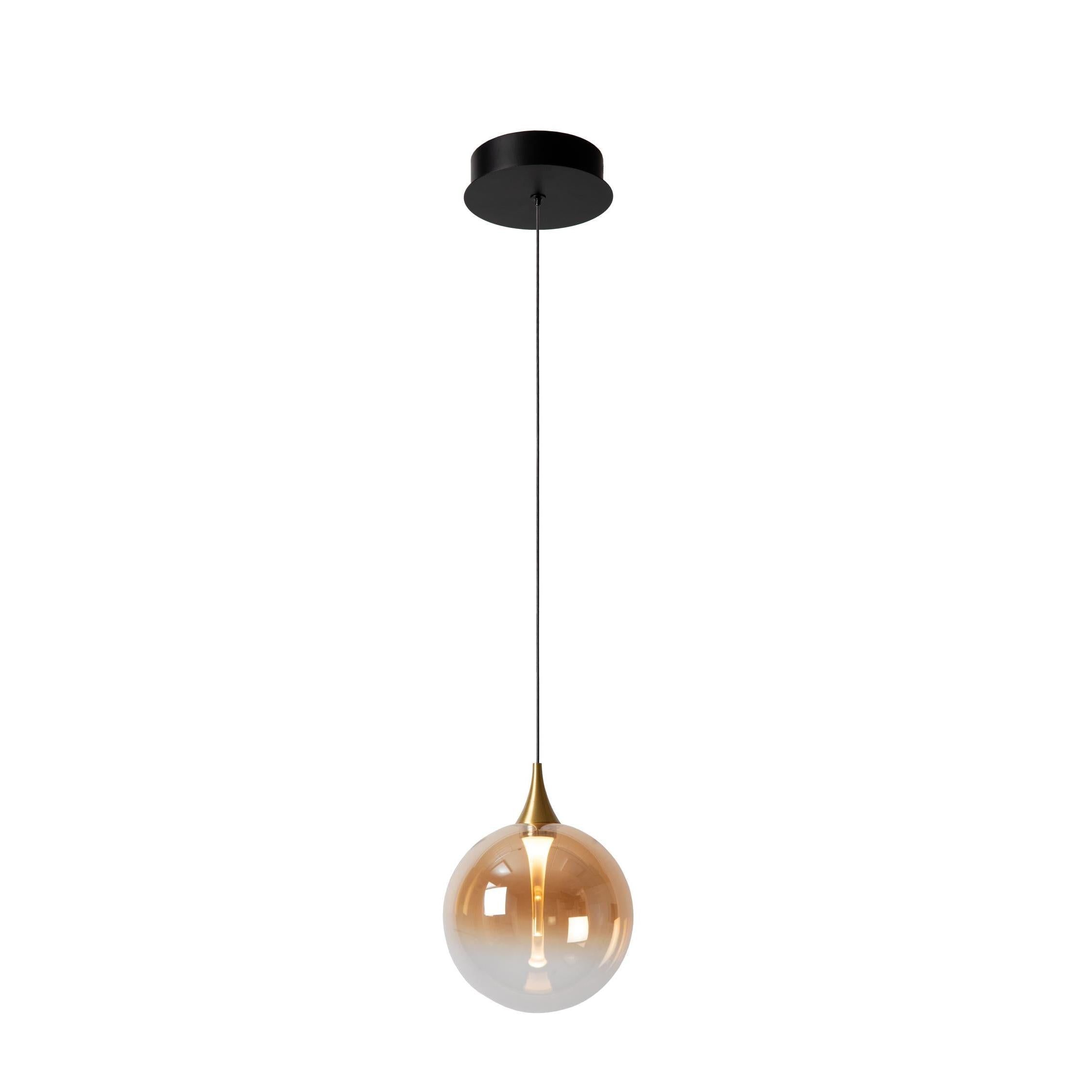 Lucide GISELA - Hanglamp - Ø 16 cm - LED Dimb. - 1x5W 2700K - Amber | Premium - KwaliteitWonen.nl