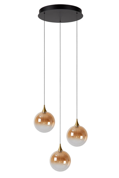 Lucide GISELA - Hanglamp - Ø 36 cm - LED Dimb. - 3x4,3W 2700K - Amber | Premium - KwaliteitWonen.nl