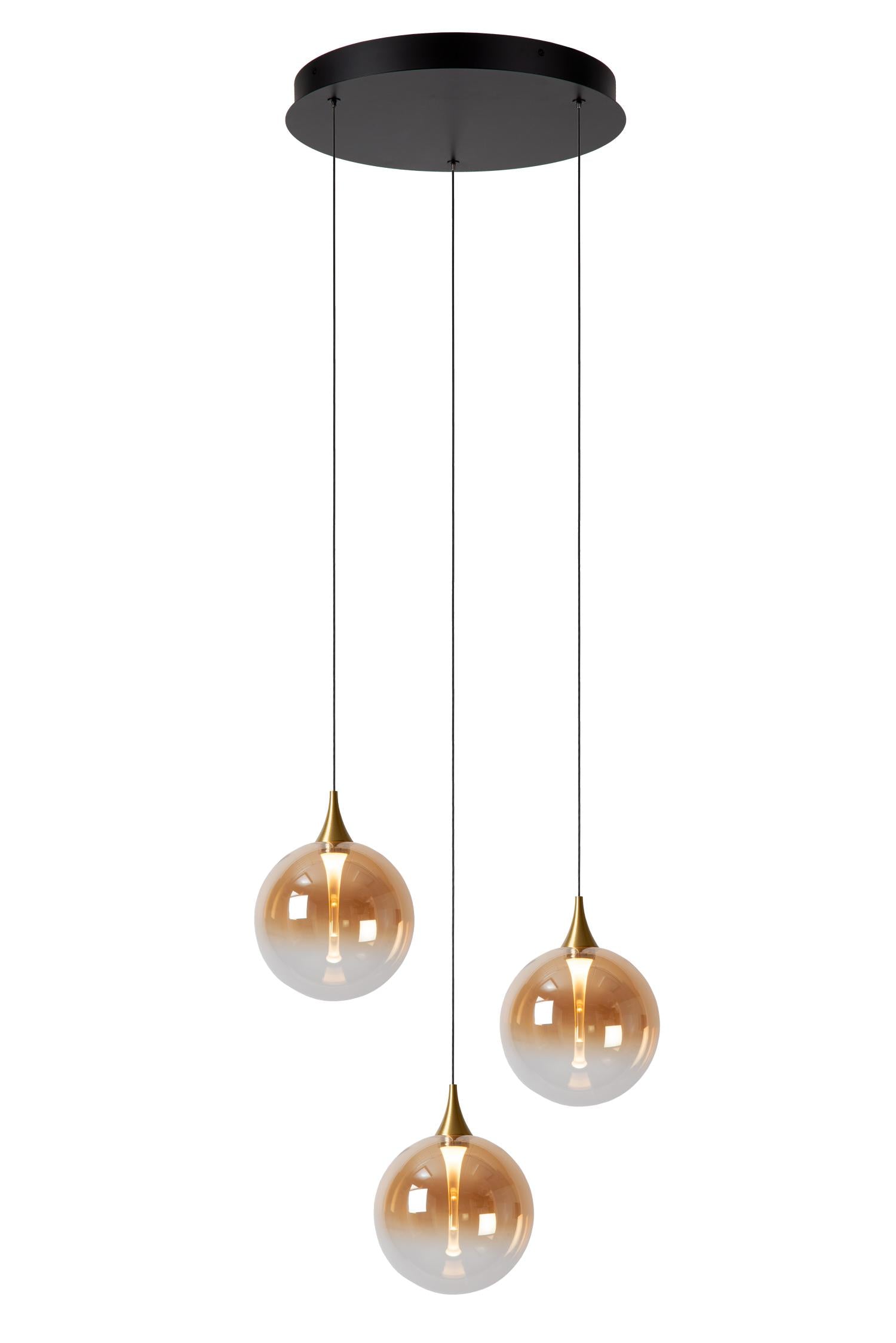 Lucide GISELA - Hanglamp - Ø 36 cm - LED Dimb. - 3x4,3W 2700K - Amber | Premium - KwaliteitWonen.nl