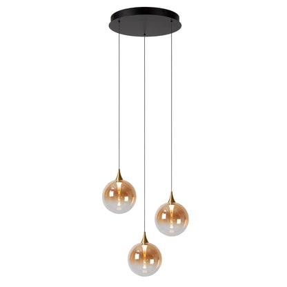 Lucide GISELA - Hanglamp - Ø 36 cm - LED Dimb. - 3x4,3W 2700K - Amber | Premium - KwaliteitWonen.nl