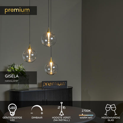 Lucide GISELA - Hanglamp - Ø 36 cm - LED Dimb. - 3x4,3W 2700K - Transparant | Premium - KwaliteitWonen.nl