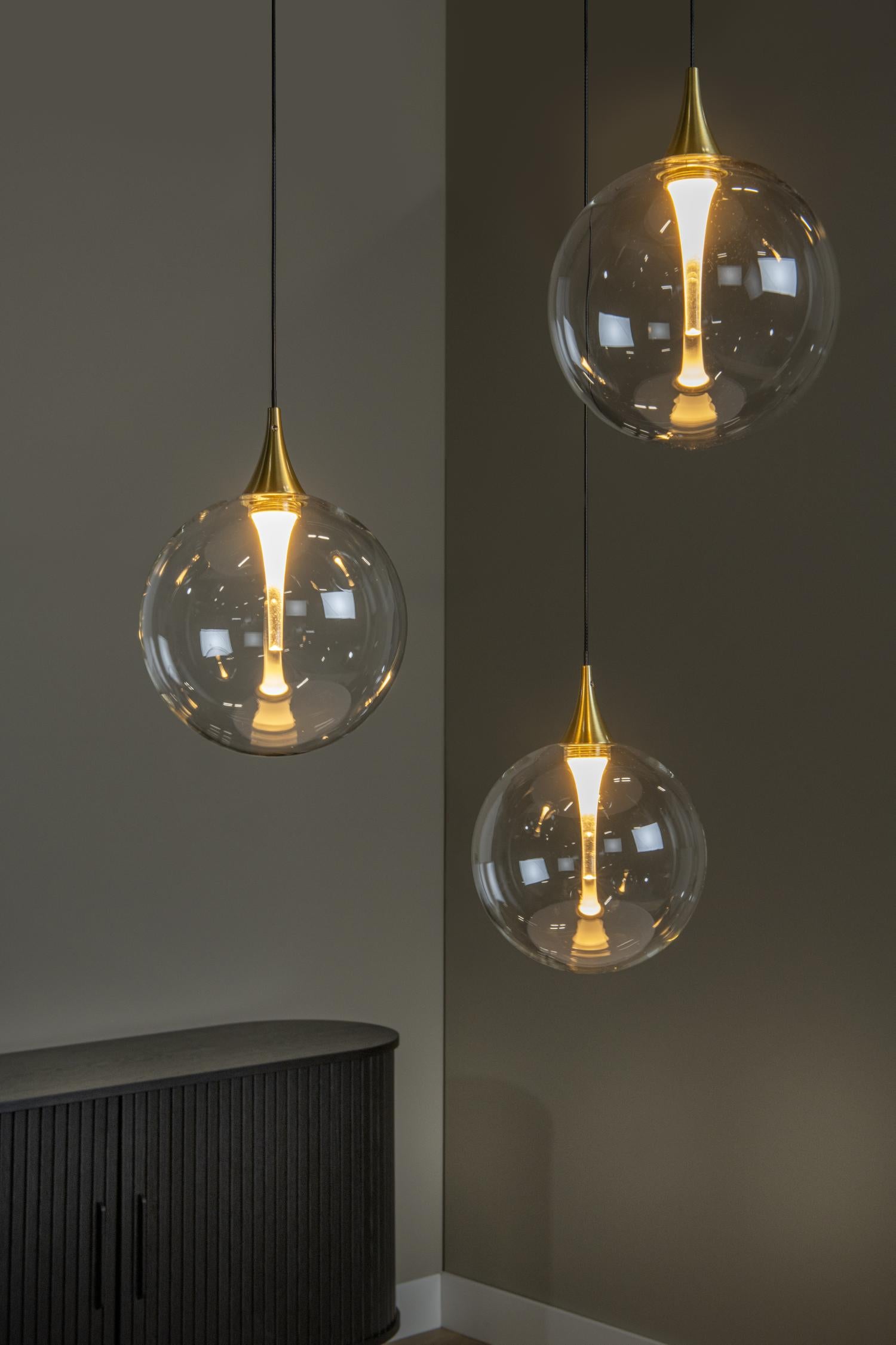 Lucide GISELA - Hanglamp - Ø 36 cm - LED Dimb. - 3x4,3W 2700K - Transparant | Premium - KwaliteitWonen.nl