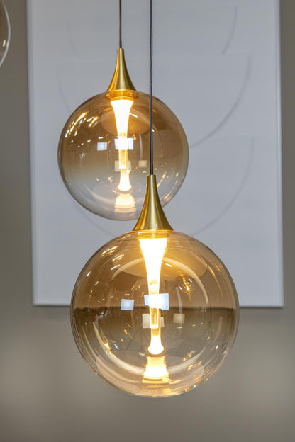 Lucide GISELA - Hanglamp - Ø 48 cm - LED Dimb. - 5x3,8W 2700K - Amber | Premium - KwaliteitWonen.nl