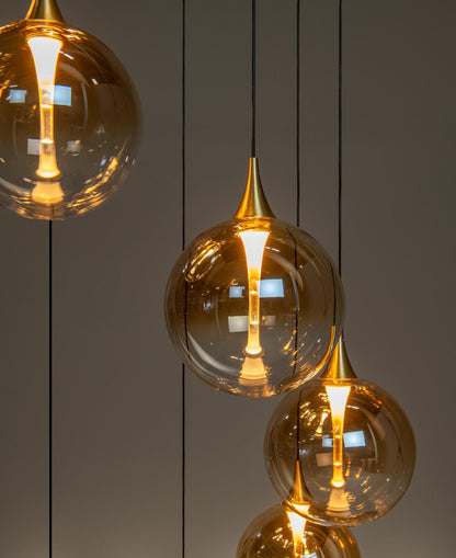 Lucide GISELA - Hanglamp - Ø 48 cm - LED Dimb. - 5x3,8W 2700K - Amber | Premium - KwaliteitWonen.nl