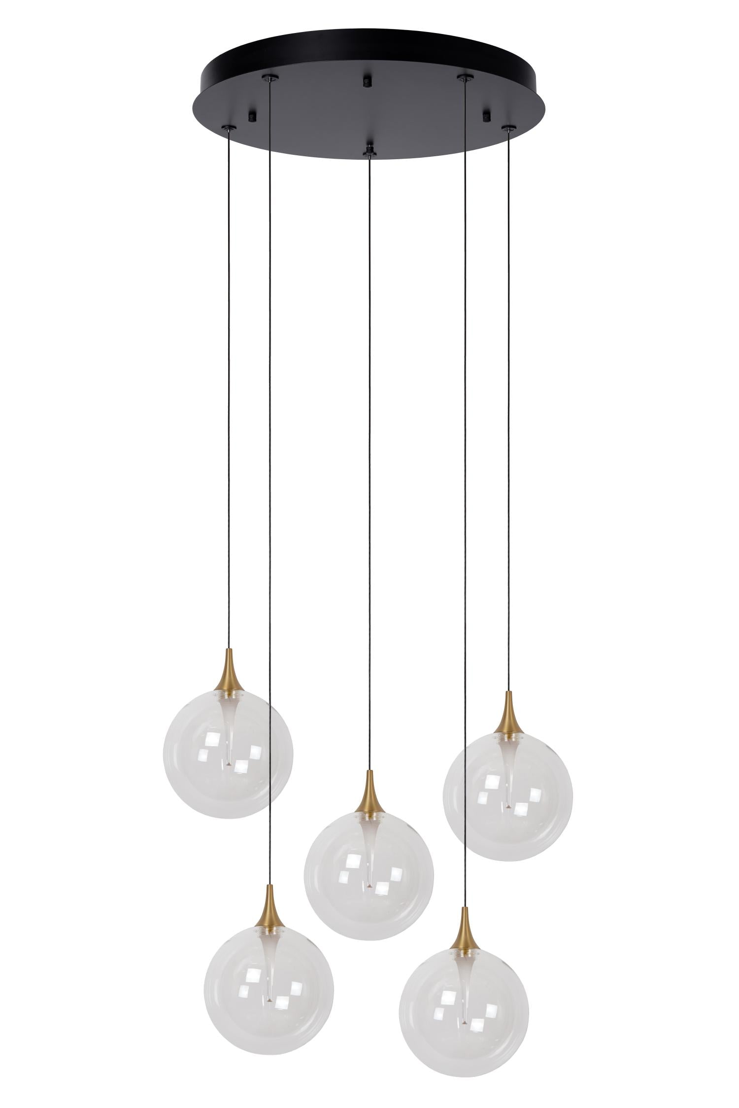 Lucide GISELA - Hanglamp - Ø 48 cm - LED Dimb. - 5x3,8W 2700K - Transparant | Premium - KwaliteitWonen.nl