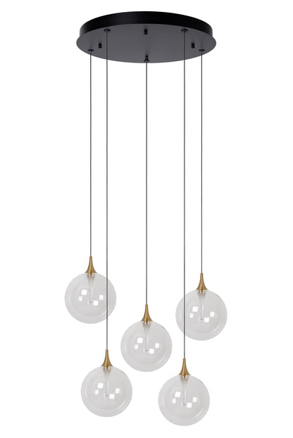 Lucide GISELA - Hanglamp - Ø 48 cm - LED Dimb. - 5x3,8W 2700K - Transparant | Premium - KwaliteitWonen.nl
