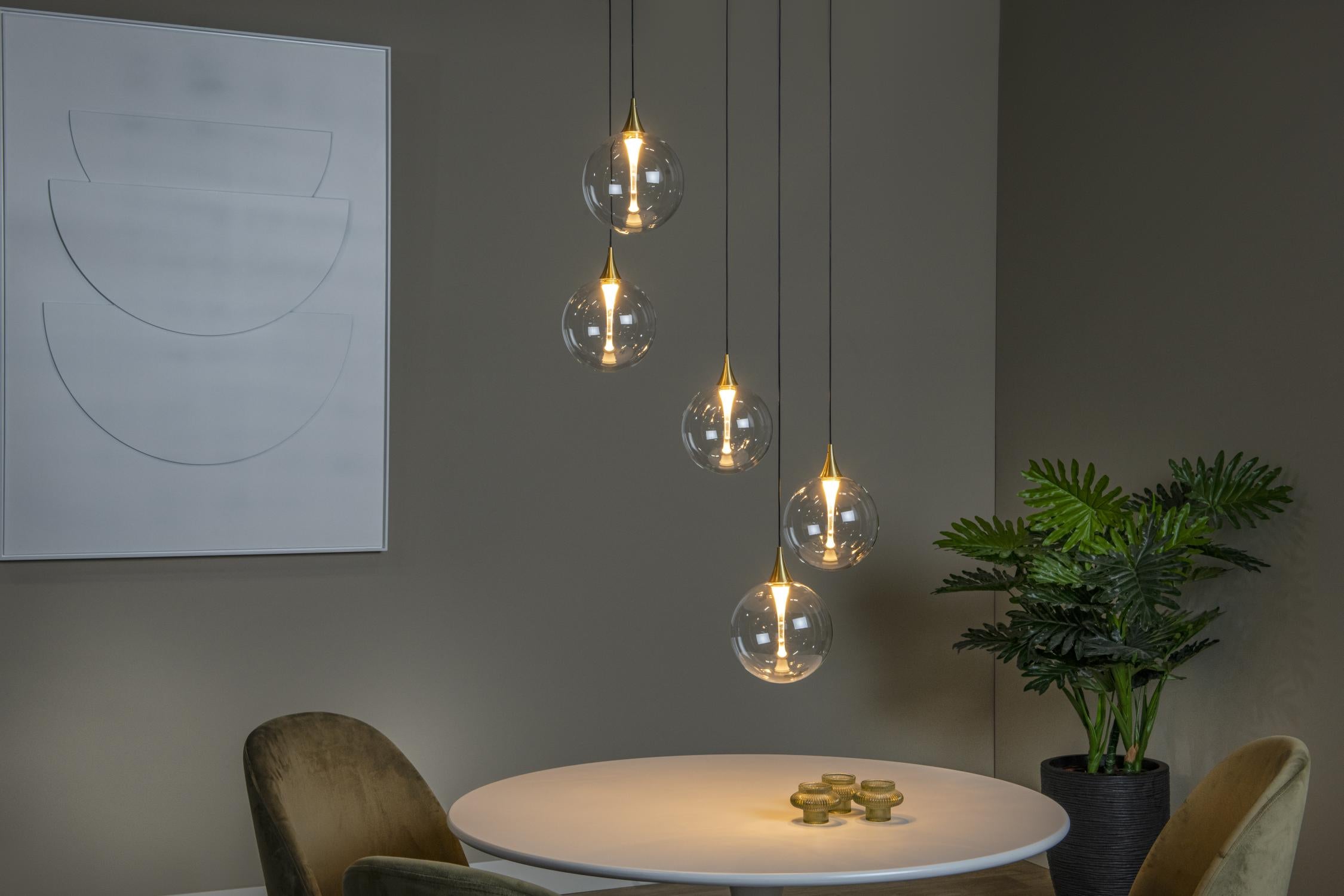Lucide GISELA - Hanglamp - Ø 48 cm - LED Dimb. - 5x3,8W 2700K - Transparant | Premium - KwaliteitWonen.nl