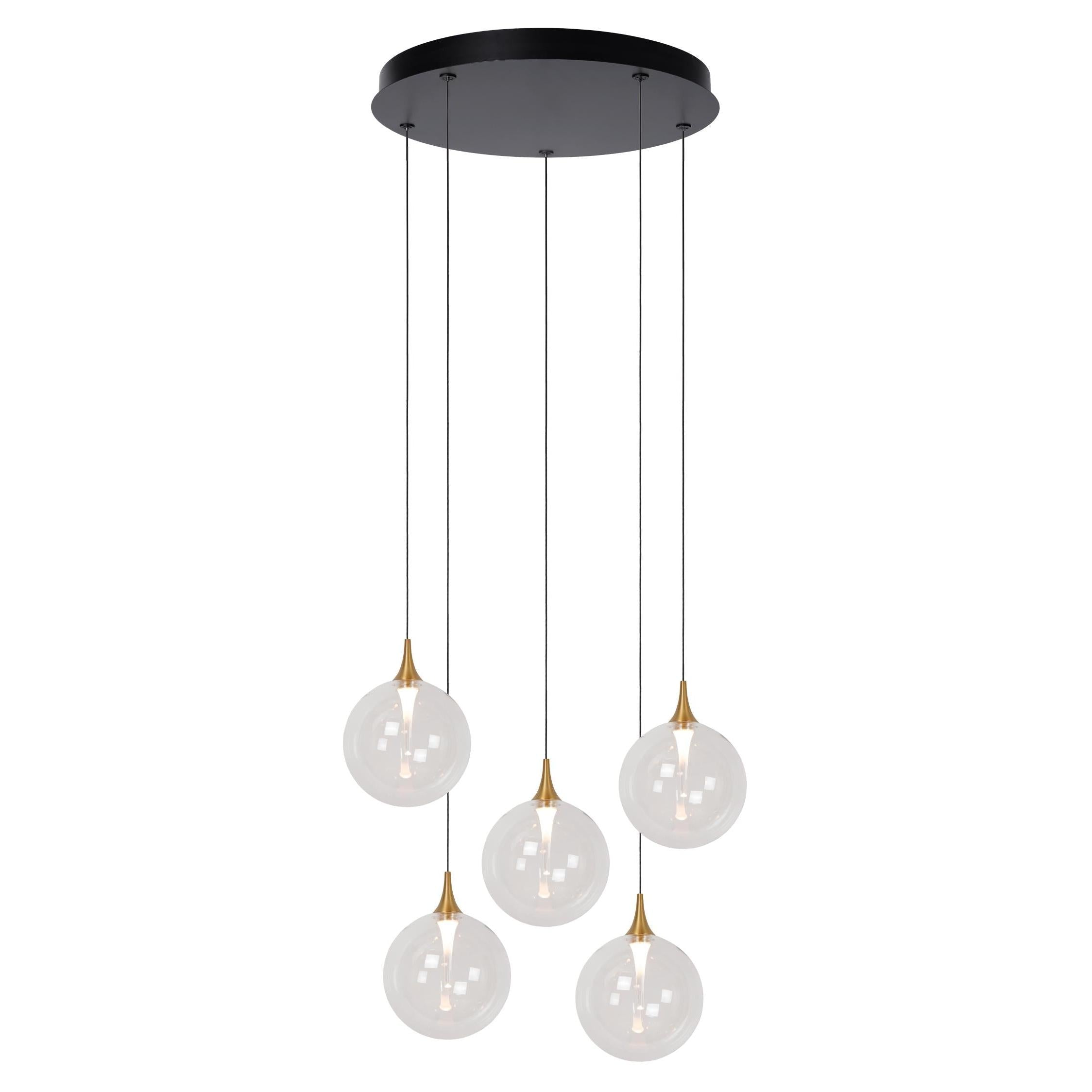 Lucide GISELA - Hanglamp - Ø 48 cm - LED Dimb. - 5x3,8W 2700K - Transparant | Premium - KwaliteitWonen.nl