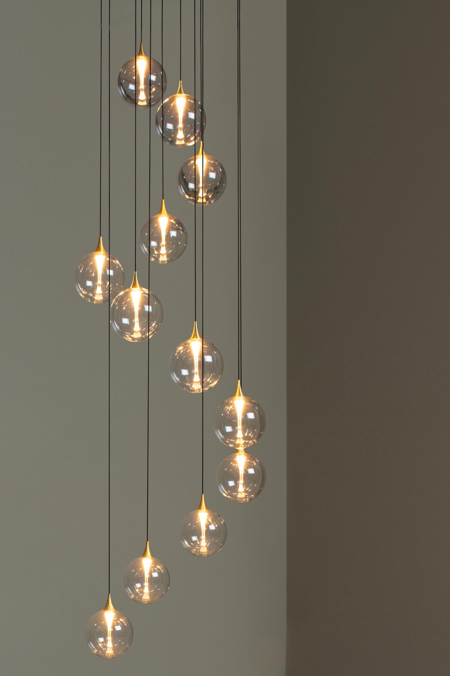 Lucide GISELA - Hanglamp - Ø 61 cm - LED Dimb. - 12x3,5W 2700K - Geschikt voor vide en hoge plafonds - Transparant | Premium - KwaliteitWonen.nl