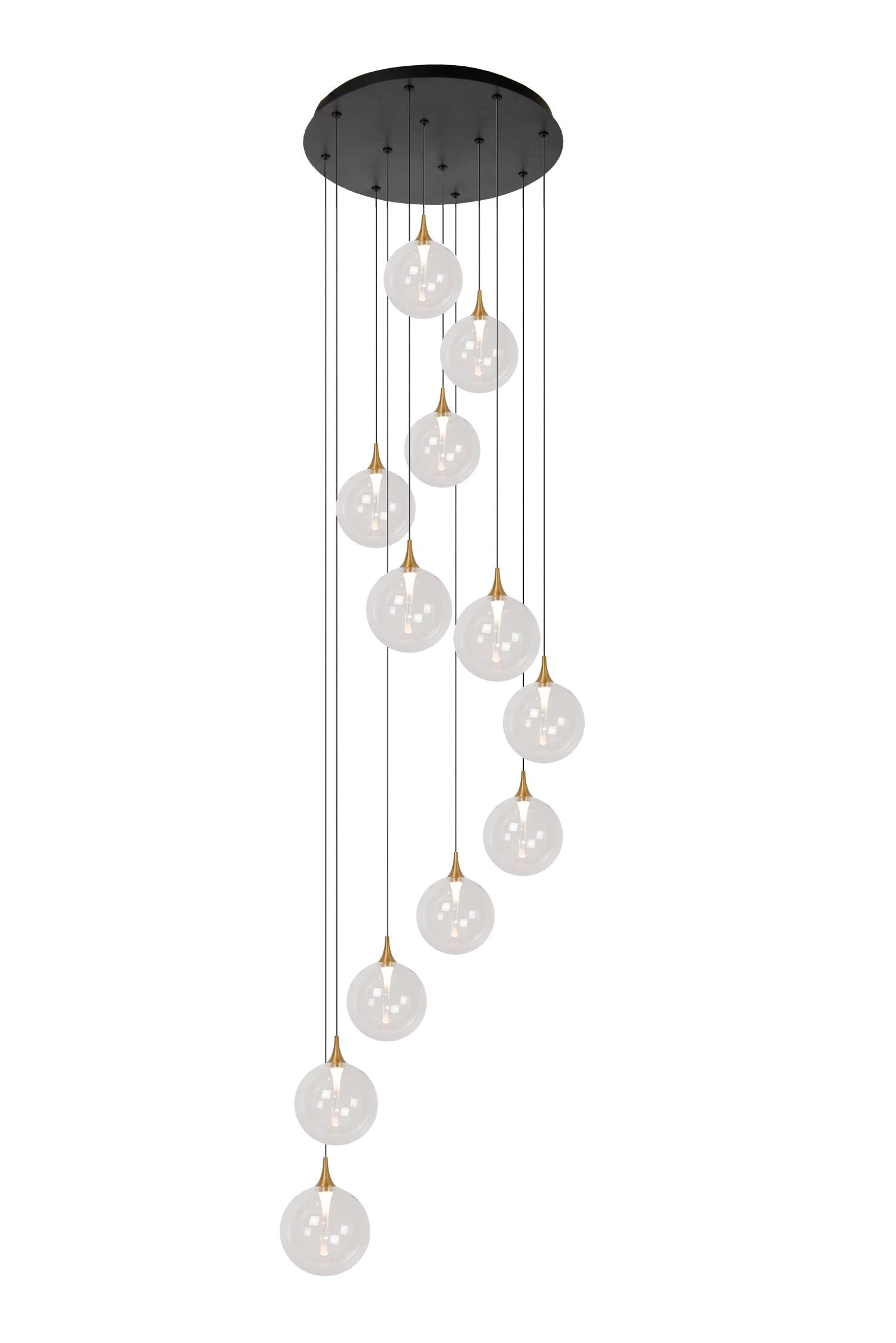 Lucide GISELA - Hanglamp - Ø 61 cm - LED Dimb. - 12x3,5W 2700K - Geschikt voor vide en hoge plafonds - Transparant | Premium - KwaliteitWonen.nl