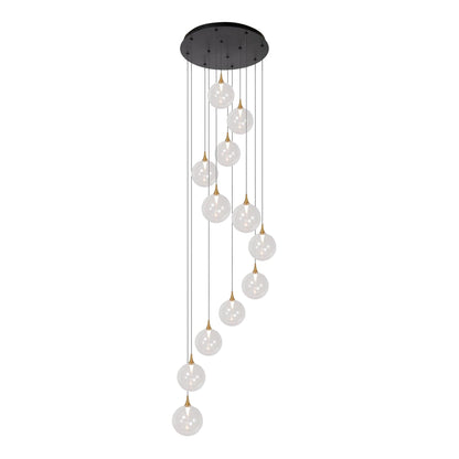 Lucide GISELA - Hanglamp - Ø 61 cm - LED Dimb. - 12x3,5W 2700K - Geschikt voor vide en hoge plafonds - Transparant | Premium - KwaliteitWonen.nl