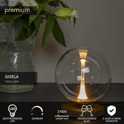 Lucide GISELA - Tafellamp - Ø 16 cm - LED Dimb. - 1x5W 2700K - Transparant | Premium - KwaliteitWonen.nl
