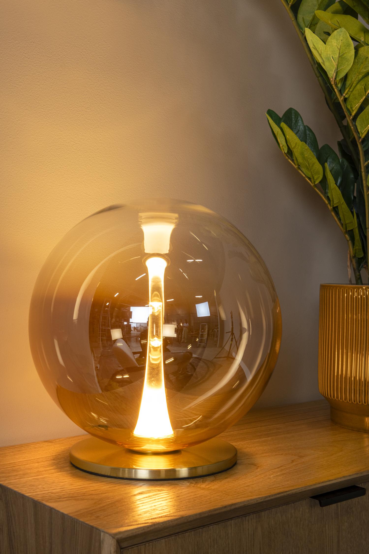 Lucide GISELA - Tafellamp - Ø 30 cm - LED Dimb. - 1x12W 2500K - Amber | Premium - KwaliteitWonen.nl
