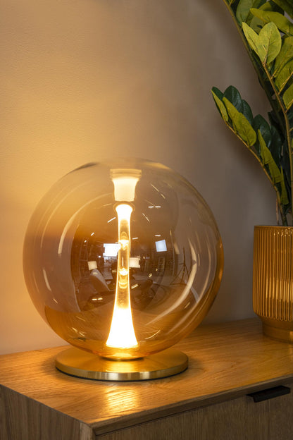 Lucide GISELA - Tafellamp - Ø 30 cm - LED Dimb. - 1x12W 2500K - Amber | Premium - KwaliteitWonen.nl
