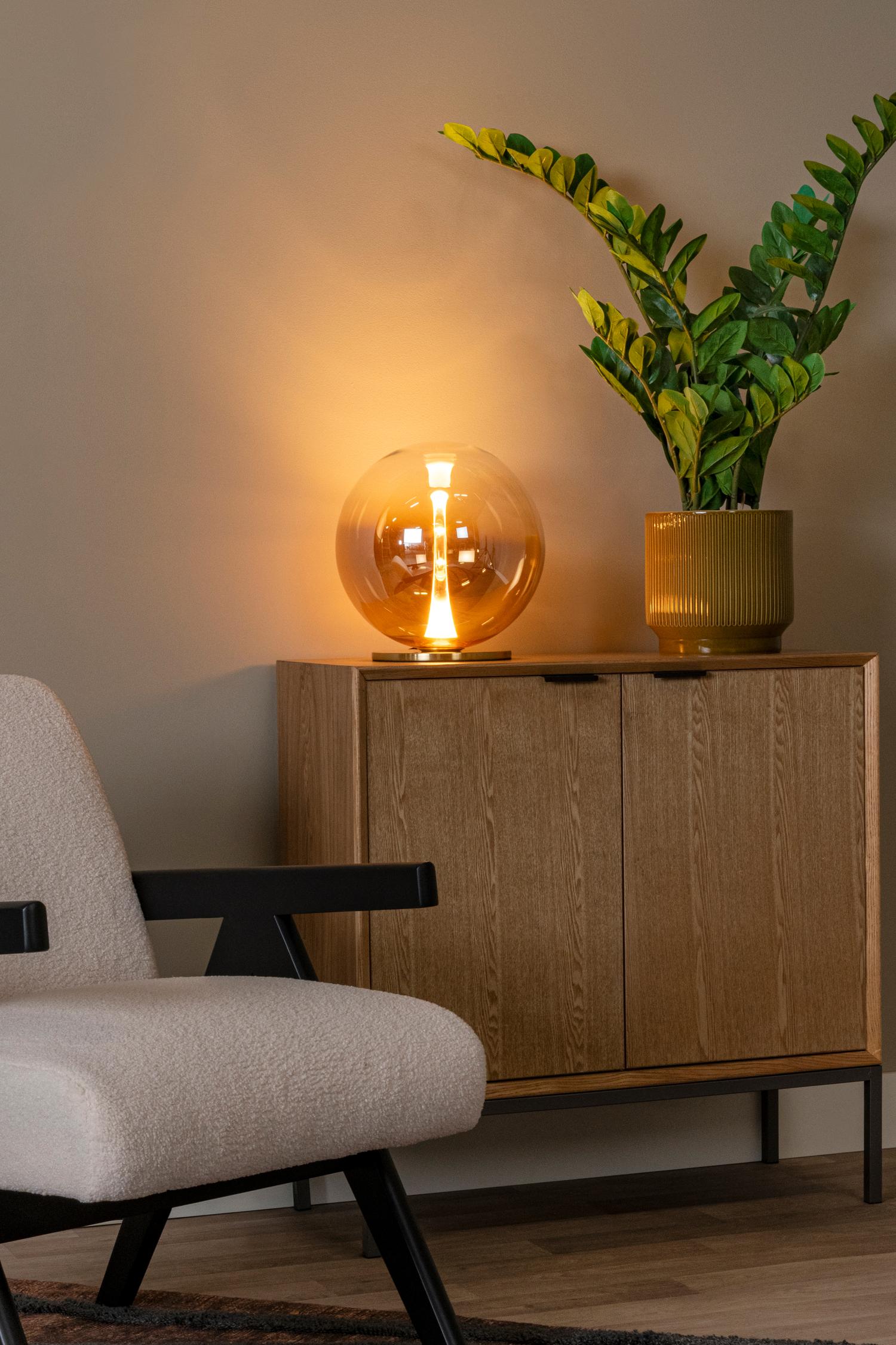 Lucide GISELA - Tafellamp - Ø 30 cm - LED Dimb. - 1x12W 2500K - Amber | Premium - KwaliteitWonen.nl