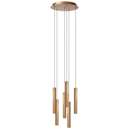Lucide GRIFFITH - Hanglamp - Ø 38 cm - LED Dimb. - CCT - 6x6W 2700K/4000K - Geschikt voor vide en hoge plafonds - Brons | Premium - KwaliteitWonen.nl
