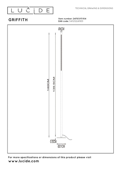 Lucide GRIFFITH - Vloerlamp - Ø 21 cm - LED Dimb. - CCT - 1x18W 2700K/4000K - Brons | Premium - KwaliteitWonen.nl