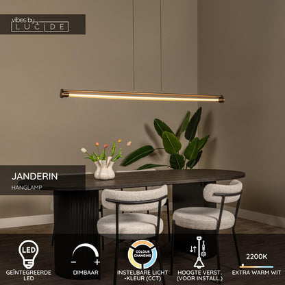 Lucide JANDERIN - Hanglamp - LED Dimb. - CCT - 2x16,5W 2200K/3300K - Handbewegingssensor - Champagne kleur | Vibes - KwaliteitWonen.nl