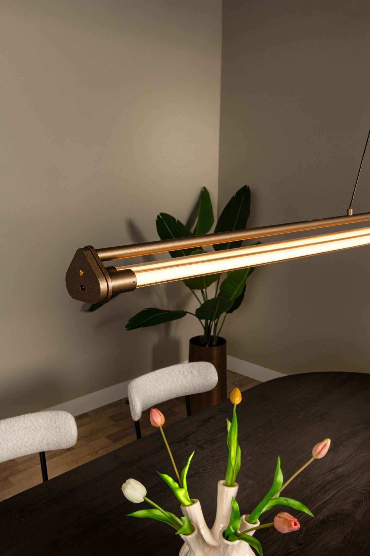 Lucide JANDERIN - Hanglamp - LED Dimb. - CCT - 2x16,5W 2200K/3300K - Handbewegingssensor - Champagne kleur | Vibes - KwaliteitWonen.nl