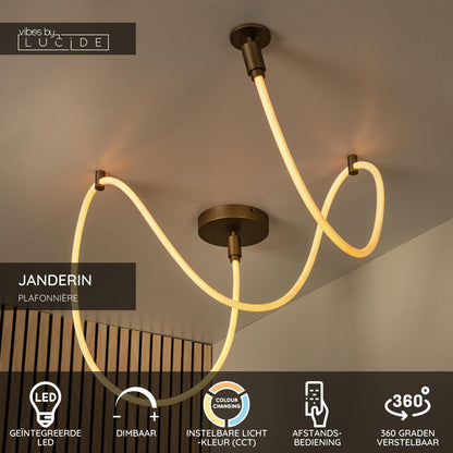 Lucide JANDERIN - Plafonnière - LED Dimb. - CCT - 1x36W 2200K/3300K - Champagne kleur | Vibes - KwaliteitWonen.nl