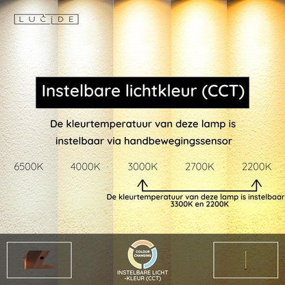Lucide JANDERIN - Vloerlamp - LED Dimb. - CCT - 2x17W 2200K/3300K - Handbewegingssensor - Champagne kleur | Vibes - KwaliteitWonen.nl