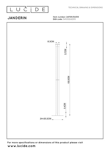 Lucide JANDERIN - Vloerlamp - LED Dimb. - CCT - 2x17W 2200K/3300K - Handbewegingssensor - Champagne kleur | Vibes - KwaliteitWonen.nl