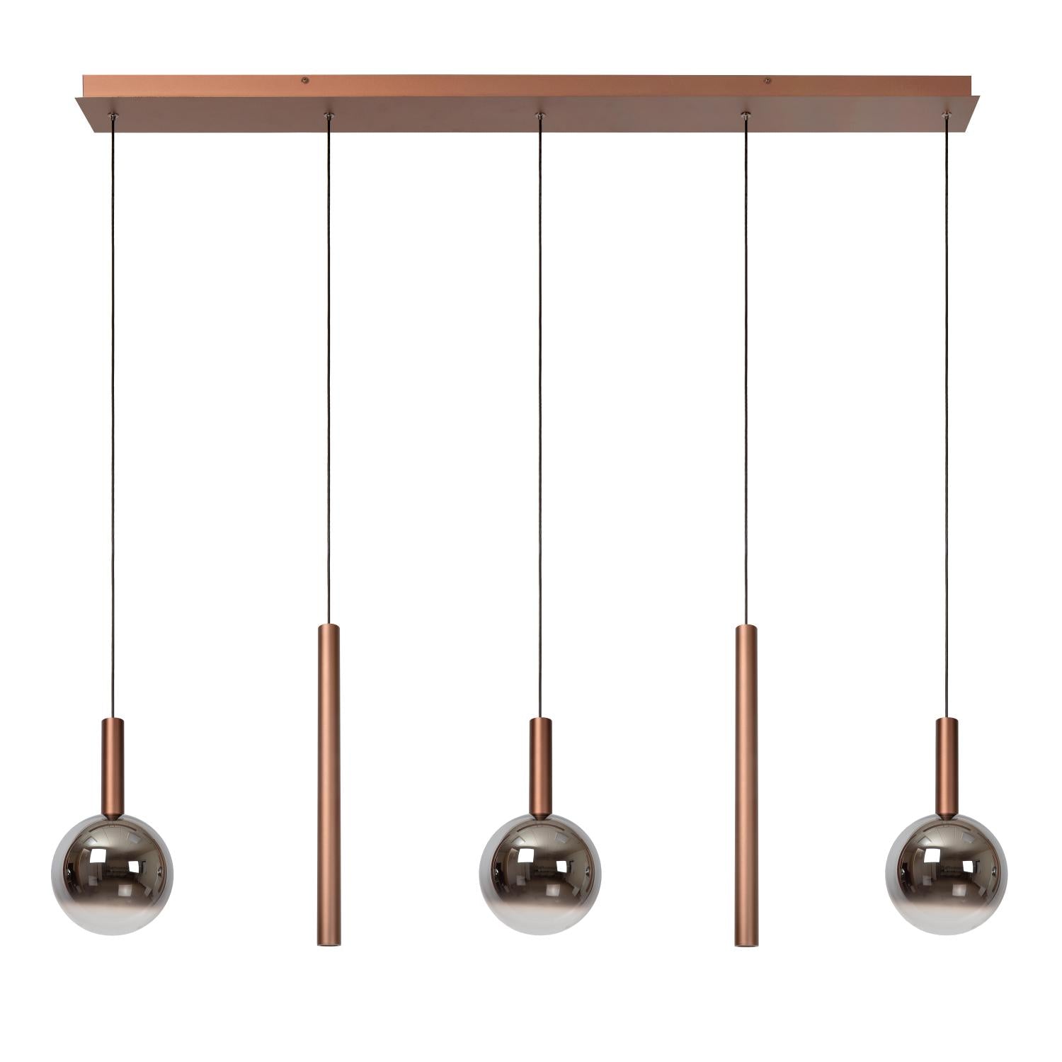 Lucide JASMINE - Hanglamp - LED Dimb. - CCT - 5x4W 2200K/3300K - Koper | Premium - KwaliteitWonen.nl
