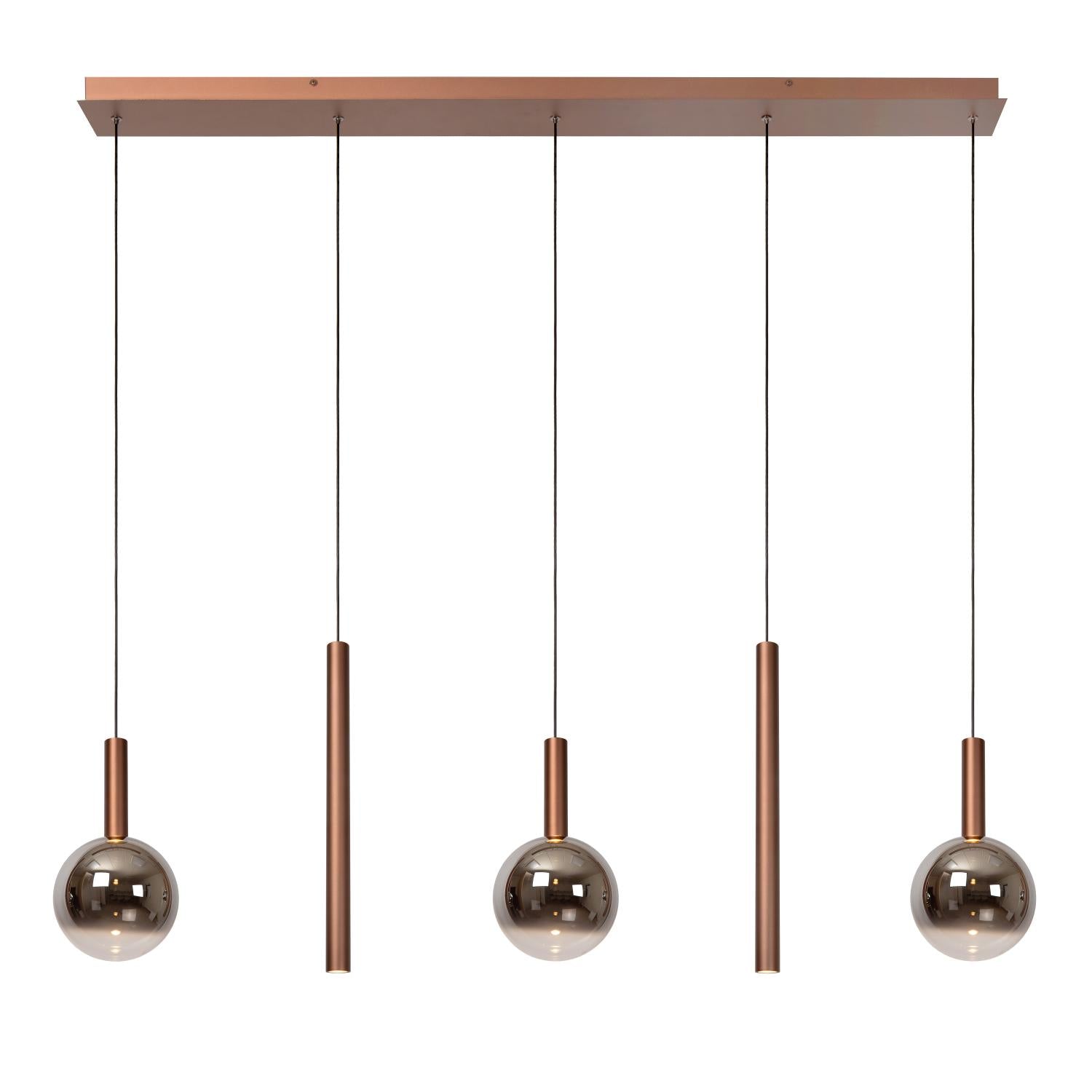 Lucide JASMINE - Hanglamp - LED Dimb. - CCT - 5x4W 2200K/3300K - Koper | Premium - KwaliteitWonen.nl