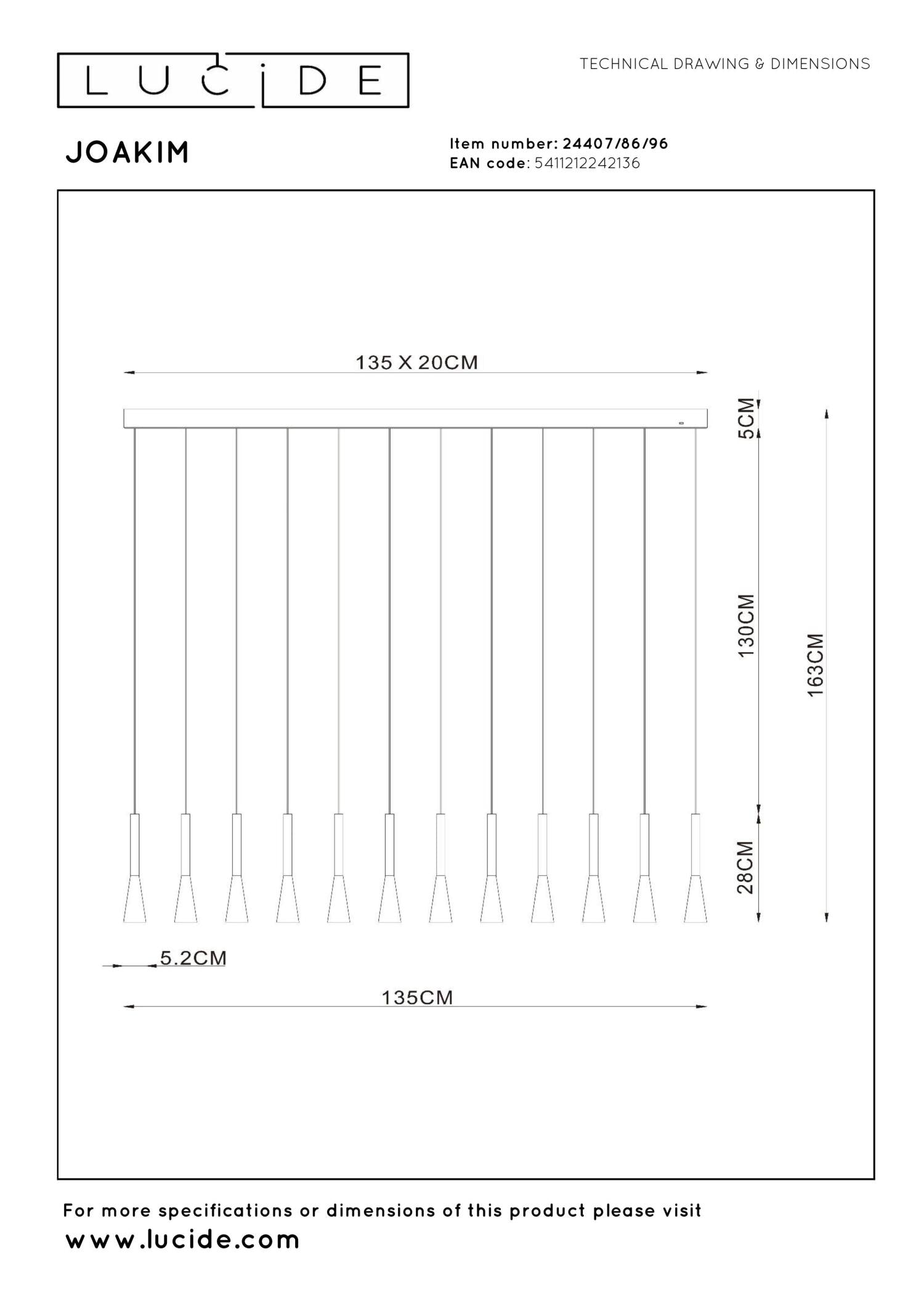 Lucide JOAKIM - Hanglamp - LED Dimb. - CCT - 12x7W 2700K/4000K - Met vervangbare LED-module - Koffie | Premium - KwaliteitWonen.nl
