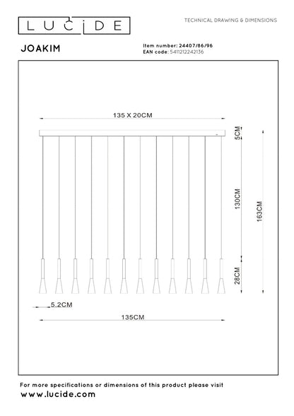 Lucide JOAKIM - Hanglamp - LED Dimb. - CCT - 12x7W 2700K/4000K - Met vervangbare LED-module - Koffie | Premium - KwaliteitWonen.nl