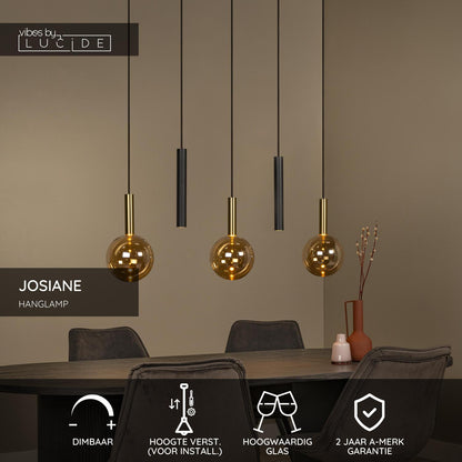 Lucide JOSIANE - Hanglamp - 3xG9 - Amber | Vibes - KwaliteitWonen.nl