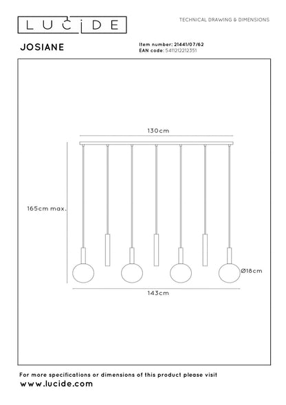 Lucide JOSIANE - Hanglamp - 4xG9 - Zwart | Vibes - KwaliteitWonen.nl