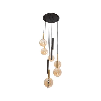 Lucide JOSIANE - Hanglamp - Ø 55 cm - 6xG9 - Geschikt voor vide en hoge plafonds - Zwart | Vibes - KwaliteitWonen.nl