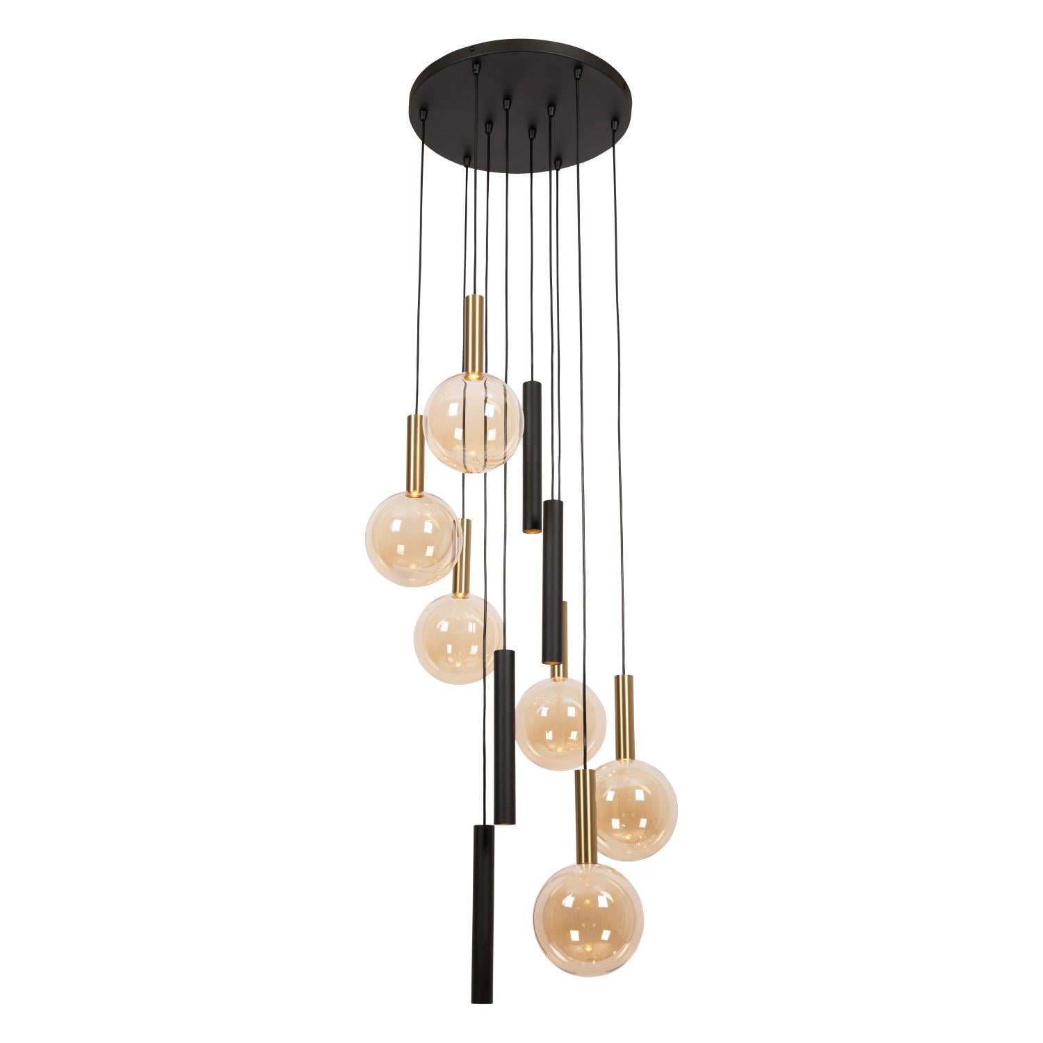 Lucide JOSIANE - Hanglamp - Ø 55 cm - 6xG9 - Geschikt voor vide en hoge plafonds - Zwart | Vibes - KwaliteitWonen.nl