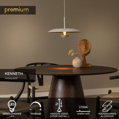 Lucide KENNETH - Hanglamp - Ø 40 cm - LED Dimb. - 1x12W 2700K - Wit | Premium - KwaliteitWonen.nl