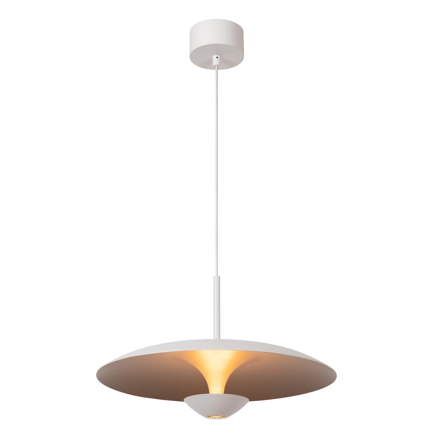 Lucide KENNETH - Hanglamp - Ø 40 cm - LED Dimb. - 1x12W 2700K - Wit | Premium - KwaliteitWonen.nl