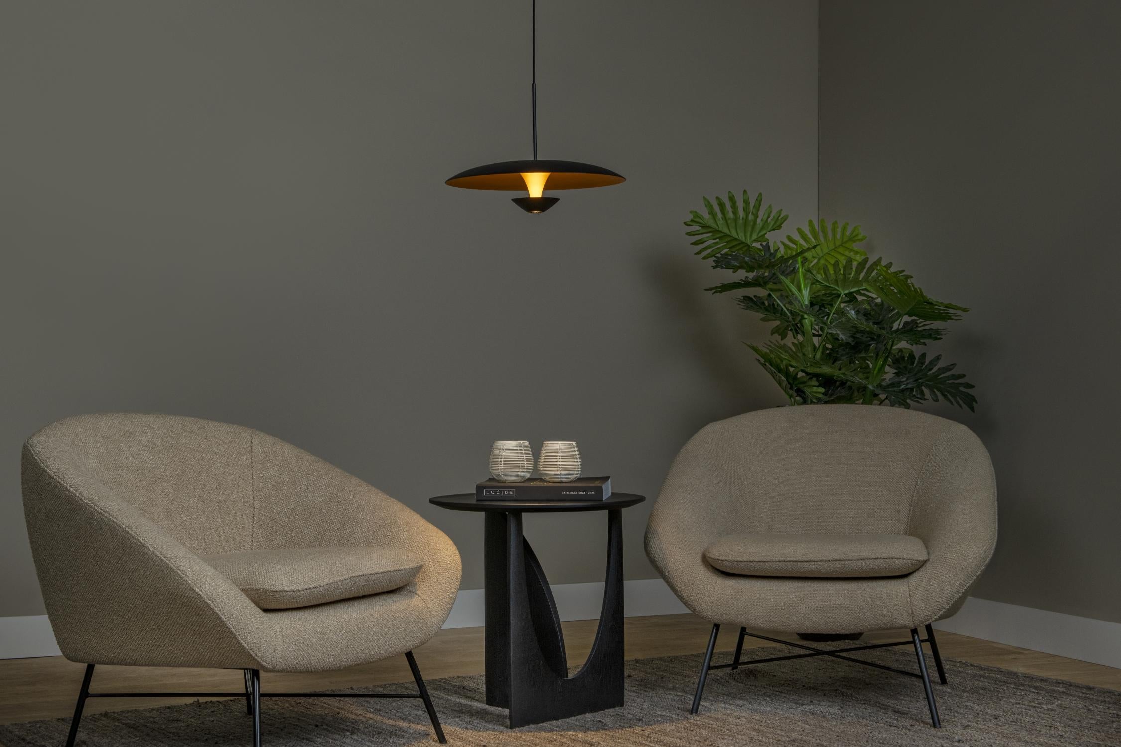 Lucide KENNETH - Hanglamp - Ø 40 cm - LED Dimb. - 1x12W 2700K - Zwart | Premium - KwaliteitWonen.nl