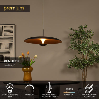 Lucide KENNETH - Hanglamp - Ø 60 cm - LED Dimb. - 1x16W 2700K - Zwart | Premium - KwaliteitWonen.nl