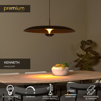 Lucide KENNETH - Hanglamp - Ø 80 cm - LED Dimb. - 1x22W 2700K - Zwart | Premium - KwaliteitWonen.nl