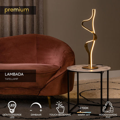 Lucide LAMBADA - Tafellamp - LED Dimb. - 1x19W 2700K - Mat Goud / Messing | Premium - KwaliteitWonen.nl