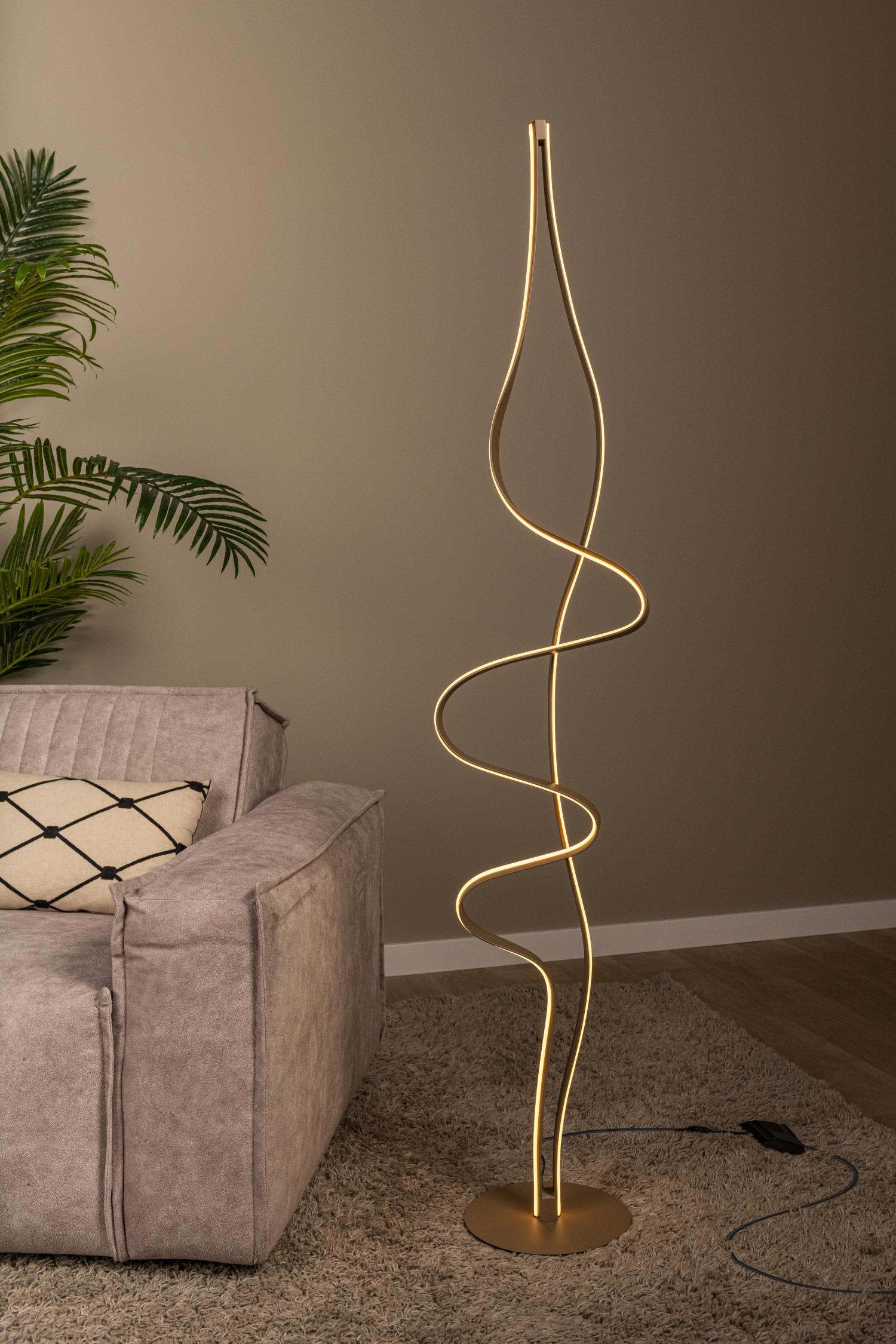 Lucide LAMBADA - Vloerlamp - LED Dimb. - 1x38W 2700K - Mat Goud / Messing | Premium - KwaliteitWonen.nl