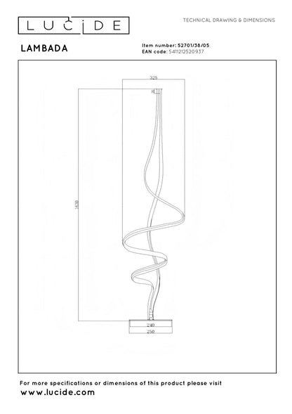Lucide LAMBADA - Vloerlamp - LED Dimb. - 1x38W 2700K - Mat Goud / Messing | Premium - KwaliteitWonen.nl