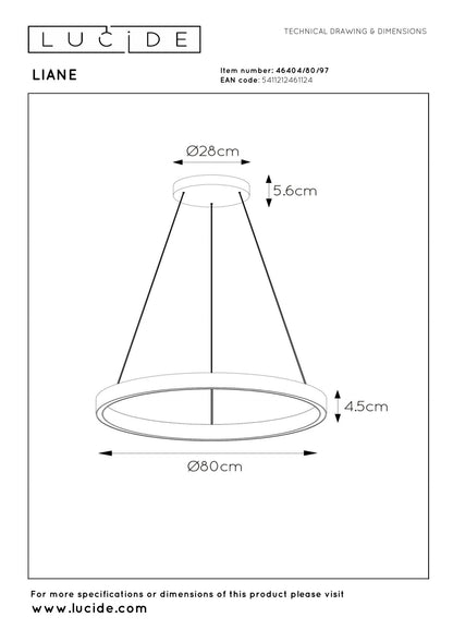 Lucide LIANE - Hanglamp - Ø 80 cm - LED Dimb. - CCT - 2x36W 2700K/4000K - Geschikt voor vide en hoge plafonds - Roest bruin | Vibes - KwaliteitWonen.nl