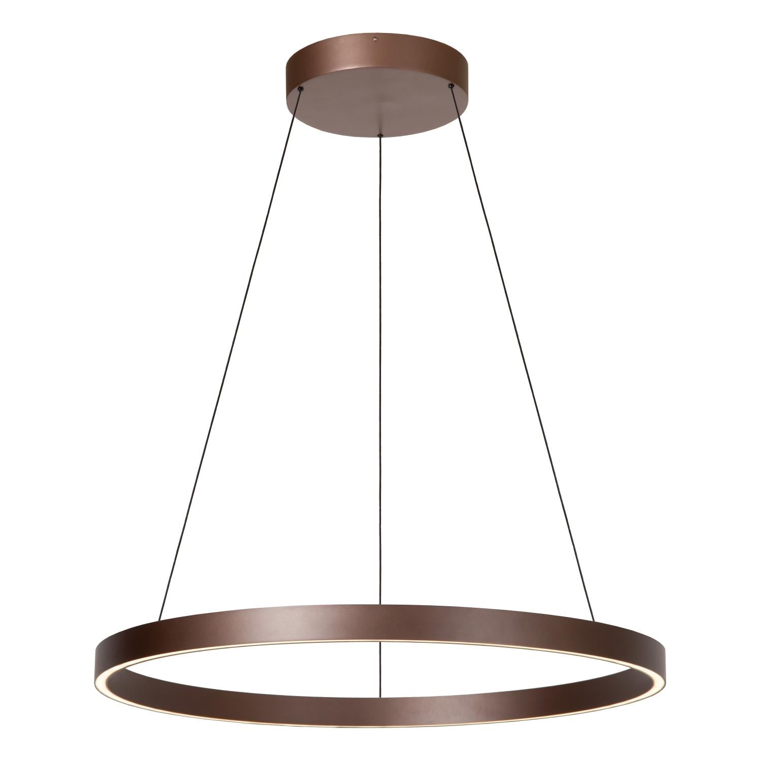 Lucide LIANE - Hanglamp - Ø 80 cm - LED Dimb. - CCT - 2x36W 2700K/4000K - Geschikt voor vide en hoge plafonds - Roest bruin | Vibes - KwaliteitWonen.nl