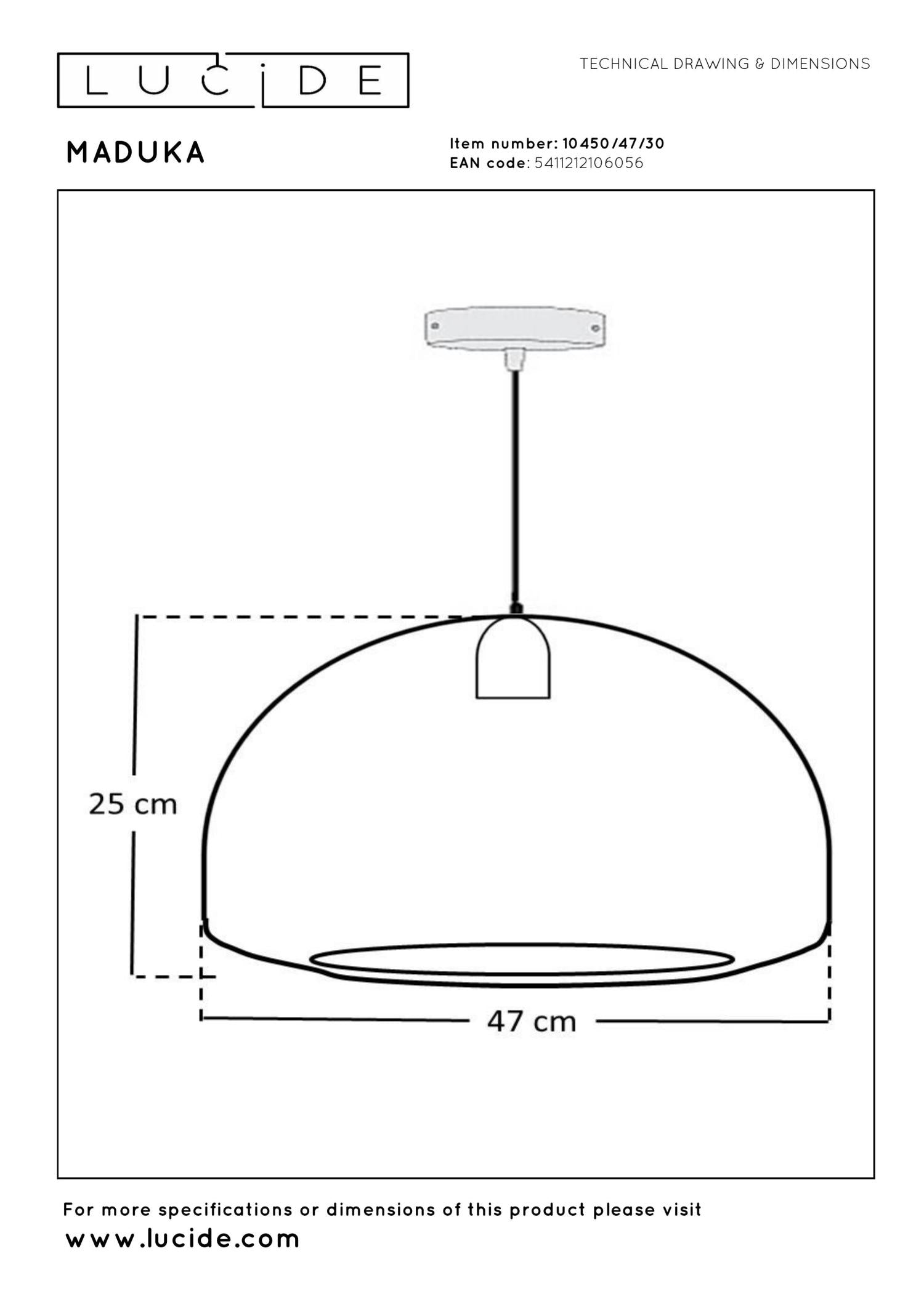 Lucide MADUKA - Hanglamp - 1xE27 - Zwart | Premium - KwaliteitWonen.nl